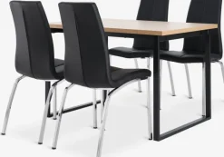 AABENRAA + HAVNDAL Spisebordssæt|AABENRAA L120 bord eg + 4 HAVNDAL stole sort