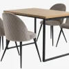 AABENRAA + KOKKEDAL Spisebordssæt|AABENRAA L120 bord eg + 4 KOKKEDAL stole grå velour