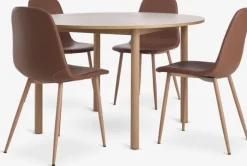 ALSTED + JONSTRUP Spisebordssæt|ALSTED Ø120 bord + 4 JONSTRUP stole cognac
