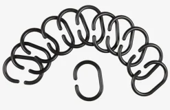 VAREKIL Badeforhængsstænger|Badeforhæng|Badeforhængsringe 12 stk/pk Sort