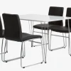 BANNERUP + HAMMEL Spisebordssæt|BANNERUP L120 bord hvid + 4 HAMMEL stole sort