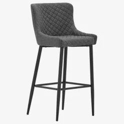 PEBRINGE Barstole Og Barborde|Barstole Og Barborde|Barstol med ryglæn t stof/sort Grå