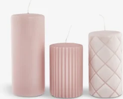 ALFRED Lys Og Servietter|Lys Og Servietter|Bloklys 3 stk/pk Rosa