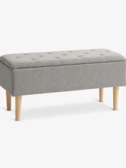 BADSTED Bænke|Entrebænke|Bænk m/opbevaringsplads t stof/egefarve Lysegrå