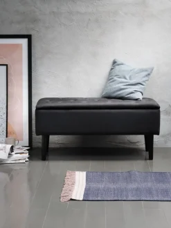 BADSTED Bænke|Entrebænke|Bænk m/opbevaringsplads velour Sort