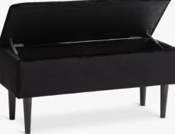 BADSTED Bænke|Entrebænke|Bænk m/opbevaringsplads velour Sort