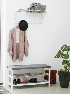 EGESKOV Bænke|Entrebænke|Bænk m/skohylder stål/ Hvid