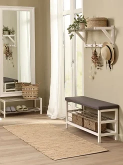 EGESKOV Bænke|Entrebænke|Bænk m/skohylder stål/ Hvid