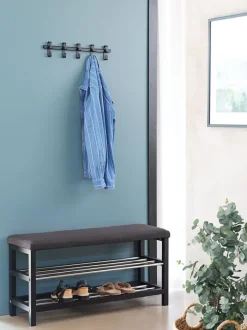 EGESKOV Bænke|Entrebænke|Bænk m/skohylder stål/ Sort