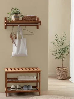 TOMMERUP Bænke|Entrebænke|Bænk m/skohylder eg