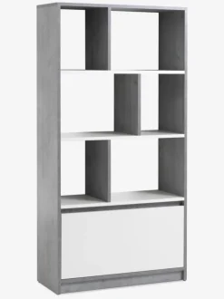 BILLUND Reoler Og Rumdelere|Reoler Og Rumdelere|Bogreol 1 skuffe 3 hylder beton/hvid