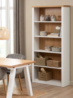 MARKSKEL Reoler Og Rumdelere|Reoler Og Rumdelere|Bogreol 5 hylder hvid/egefarve