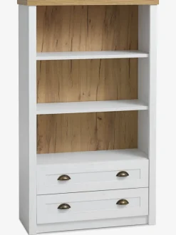 MARKSKEL Reoler Og Rumdelere|Reoler Og Rumdelere|Bogreol 2 skuffer hvid/egefarve