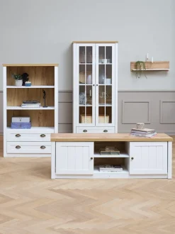 MARKSKEL Reoler Og Rumdelere|Reoler Og Rumdelere|Bogreol 2 skuffer hvid/egefarve