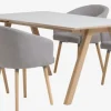 EGEBJERG + KLOSTER Spisebordssæt|EGEBJERG L250 bord lysegrå + 4 KLOSTER stole lysegrå