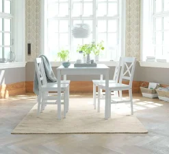 EJBY Spisebordssæt|L118 bord hvid + 4 stole hvid