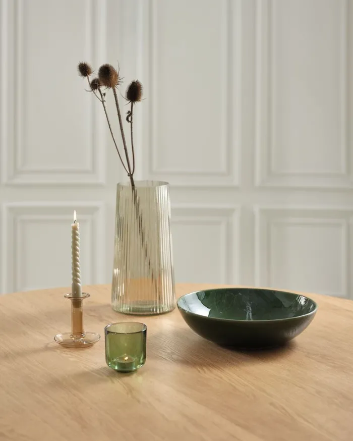 ASLAK Lysestager|Fyrfadsstage Ø8xH8cm grøn