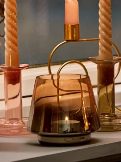 BRYNJE Lysestager|Fyrfadsstage Ø10xH9cm brun