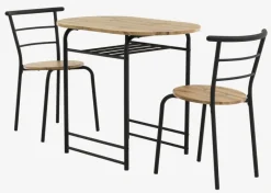 GADSTRUP Spisebordssæt|L92 bord + 2 stole sort/egefarve