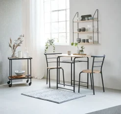 GADSTRUP Spisebordssæt|L92 bord + 2 stole sort/egefarve