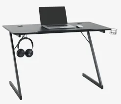 HALSTED Skriveborde|Gamer-bord 60x120 m/kop- og hovedtelefonholder sort