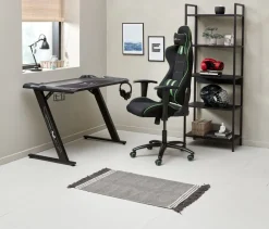 LINDHOLM Skriveborde|Gamer-bord m/LED-lys og kopholder sort