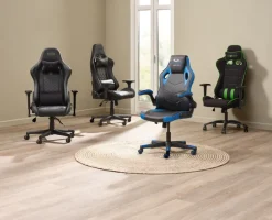 RANUM Gamer Stole|Gamer-stol med LED sort kunstlæder/sort