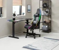 RANUM Gamer Stole|Gamer-stol med LED sort kunstlæder/sort