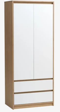 BILLUND Garderobeskabe Med Skydedøre|Garderobeskabe Med Skydedøre|Garderobeskab 80x193 hvid/eg Hvid+Eg