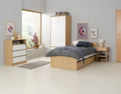 BILLUND Garderobeskabe Med Skydedøre|Garderobeskabe Med Skydedøre|Garderobeskab 80x193 hvid/eg Hvid+Eg