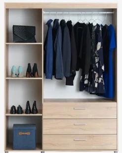 BIRKELSE Garderobeskabe Med Skydedøre|Garderobeskabe Med Skydedøre|Garderobeskab 150x198 eg/hvid