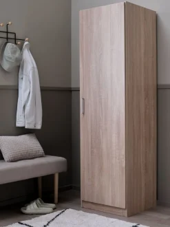 FANDRUP Garderobeskabe Med Skydedøre|Garderobeskabe Med Skydedøre|Garderobeskab 50x176 1 låge lys egefarve Lyseg