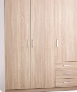 FANDRUP Garderobeskabe Med Skydedøre|Garderobeskabe Med Skydedøre|Garderobeskab 145x176 3 låger 3 skuffer lys egefarve Lyseg