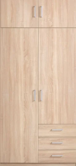 FANDRUP Garderobeskabe Med Skydedøre|Garderobeskabe Med Skydedøre|Garderobeskab 97x176 2 låger 3 skuffer lys egefarve Lyseg