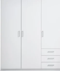 FANDRUP Garderobeskabe Med Skydedøre|Garderobeskabe Med Skydedøre|Garderobeskab 145x176 3 låger 3 skuffer Hvid