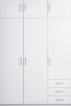 FANDRUP Garderobeskabe Med Skydedøre|Garderobeskabe Med Skydedøre|Garderobeskab 145x176 3 låger 3 skuffer Hvid