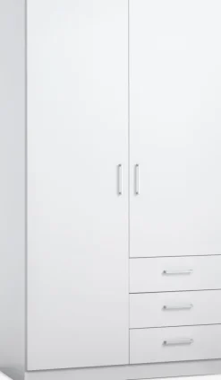 FANDRUP Garderobeskabe Med Skydedøre|Garderobeskabe Med Skydedøre|Garderobeskab 97x176 2 låger 3 skuffer Hvid