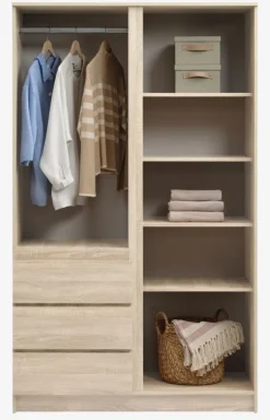 LIMFJORDEN Garderobeskabe Med Skydedøre|Garderobeskabe Med Skydedøre|Garderobeskab 120x200 kombi lys egefarve Lyseg