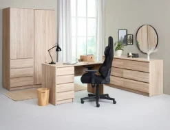 LIMFJORDEN Garderobeskabe Med Skydedøre|Garderobeskabe Med Skydedøre|Garderobeskab 120x200 kombi lys egefarve Lyseg