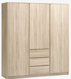 LIMFJORDEN Garderobeskabe Med Skydedøre|Garderobeskabe Med Skydedøre|Garderobeskab 180x200 kombi lys egefarve Lyseg
