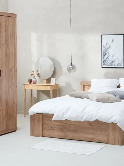 LINTRUP Garderobeskabe Med Skydedøre|Garderobeskabe Med Skydedøre|Garderobeskab 157x220 3 låger egefarve