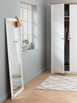 MARKSKEL Garderobeskabe Med Skydedøre|Garderobeskabe Med Skydedøre|Garderobeskab 112x210 hvid/egefarve