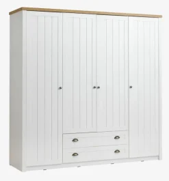 MARKSKEL Garderobeskabe Med Skydedøre|Garderobeskabe Med Skydedøre|Garderobeskab 212x210 hvid/egefarve