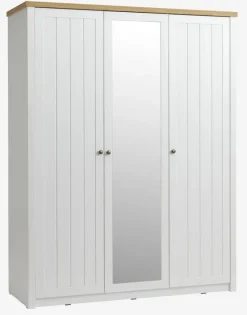 MARKSKEL Garderobeskabe Med Skydedøre|Garderobeskabe Med Skydedøre|Garderobeskab 162x210 hvid/egefarve