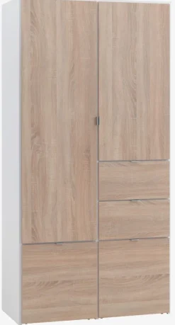 NAUTRUP Garderobeskabe Med Skydedøre|Garderobeskabe Med Skydedøre|Garderobeskab 100x200 2 låger egefave/hvid