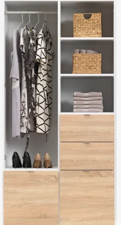 NAUTRUP Garderobeskabe Med Skydedøre|Garderobeskabe Med Skydedøre|Garderobeskab 100x200 2 låger egefave/hvid