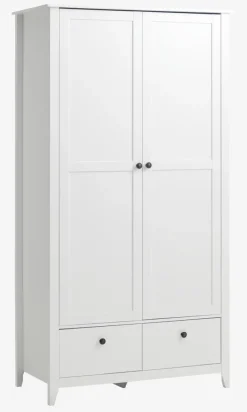 NORDBY Garderobeskabe Med Skydedøre|Garderobeskabe Med Skydedøre|Garderobeskab 105x200 2 låger 2 skuffer hvid