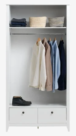 NORDBY Garderobeskabe Med Skydedøre|Garderobeskabe Med Skydedøre|Garderobeskab 105x200 2 låger 2 skuffer hvid