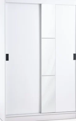 ODDER Garderobeskabe Med Skydedøre|Garderobeskabe Med Skydedøre|Garderobeskab 120x201 2 skydedøre m/spejl hvid