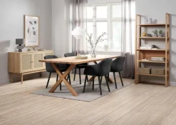 GRIBSKOV + ADSLEV Spisebordssæt|GRIBSKOV L230 bord eg + 4 ADSLEV stole antracit